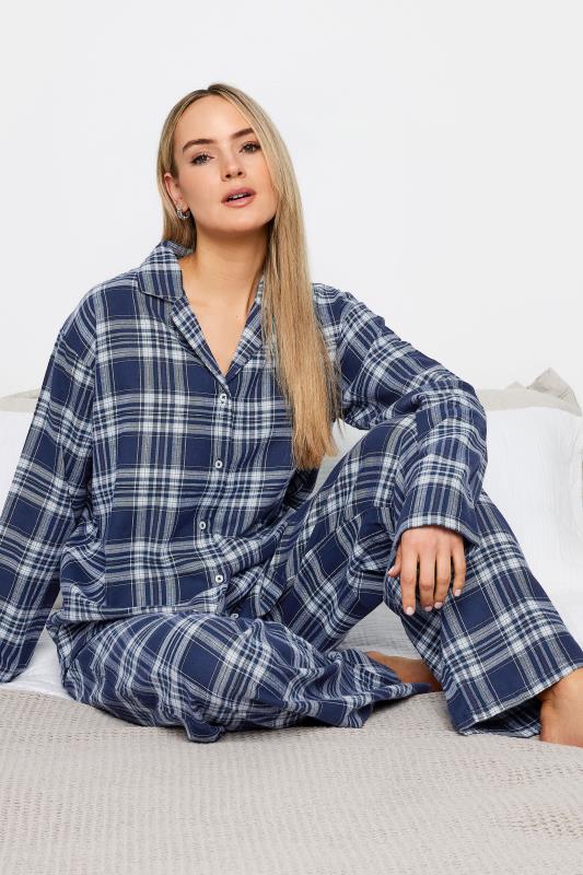 LTS Tall Women's Blue Woven Check Pyjama Set | Long Tall Sally 1