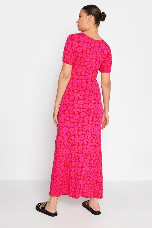 LTS Tall Women's Hot Pink Floral Print Ruched Maxi Dress | Long Tall Sally 3