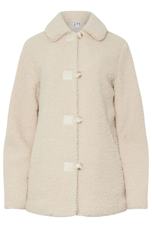 LTS Tall Ivory White Borg Button Through Jacket | Long Tall Sally 5