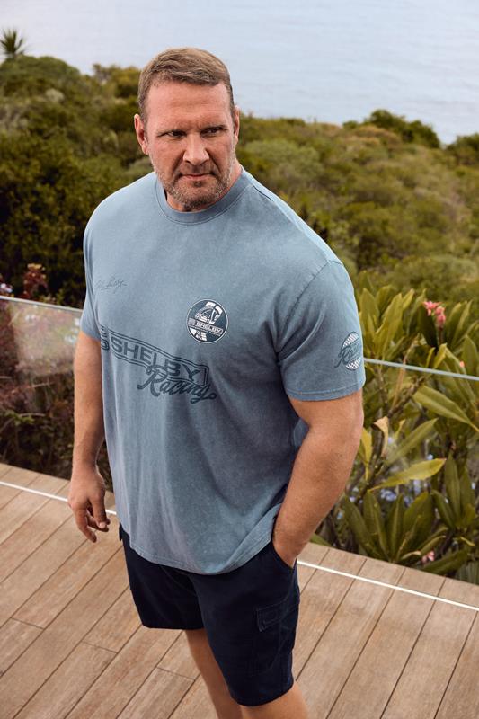 BadRhino Big & Tall Blue Acid Wash Shelby Graphic T-Shirt