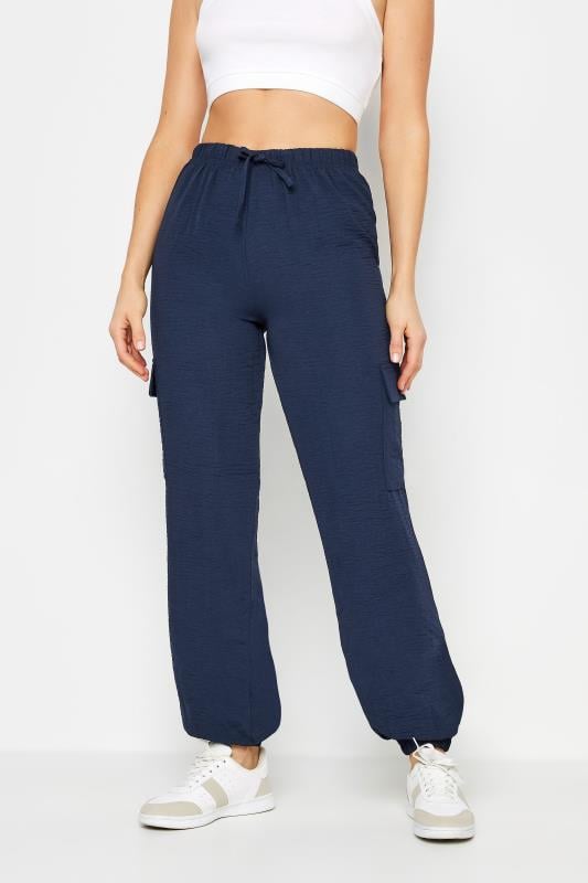 LTS Tall Women's Navy Blue Crepe Cuffed Cargo Trousers | Long Tall Sally 2