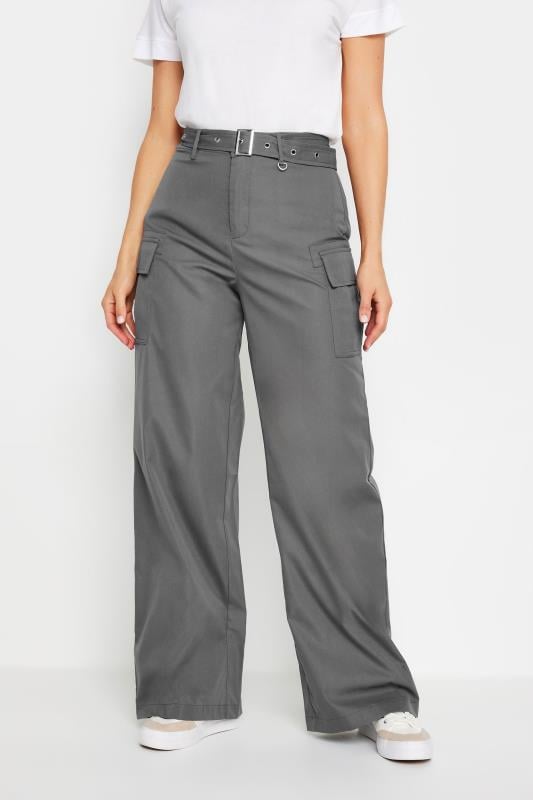 LTS Tall Women's Grey Belted Wide Leg Cargo Trousers | Long Tall Sally 2