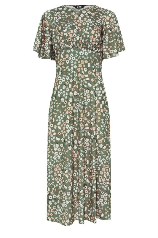 Tall  LTS Tall Khaki Green Floral Print Midi Dress
