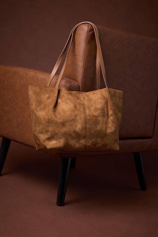 Brown Faux Suede Oversize Tote Bag | Yours Clothing 1