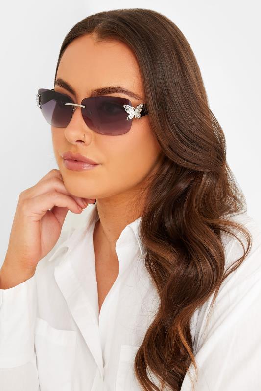 Black Butterfly Frameless Sunglasses