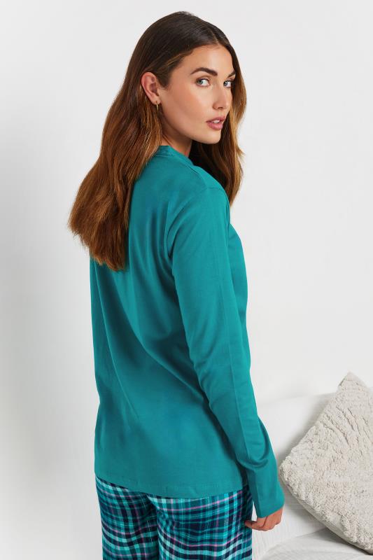 LTS Tall Womens Turquoise Green Cotton Pyjama Top | Long Tall Sally  4