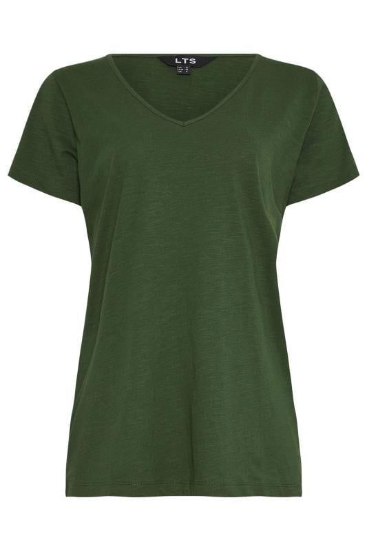 LTS Tall Khaki Green V-Neck T-Shirt | Long Tall Sally 5