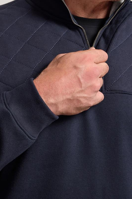 BadRhino Big & Tall Navy Blue Diamond Quilted Quarter Zip Sweatshirt | BadRhino 4
