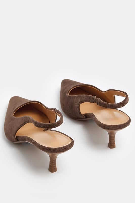 LTS Chocolate Brown Slingback Kitten Heel In Standard Fit | Long Tall Sally 4