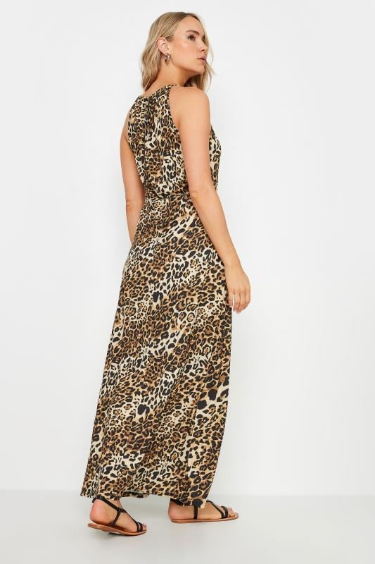 LTS Tall Women's Brown Leopard Print Halter Neck Maxi Dress | Long Tall Sally 3