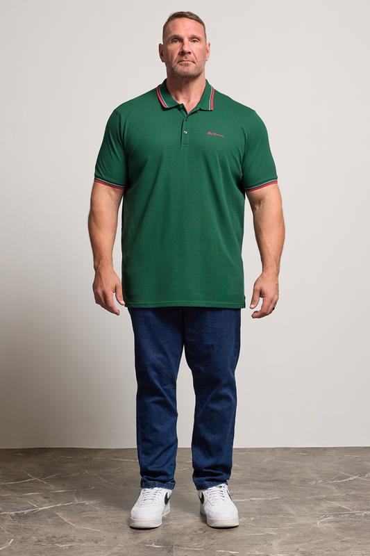Ben Sherman Big & Tall Dark Green Signature Pique Polo Shirt | BadRhino 2