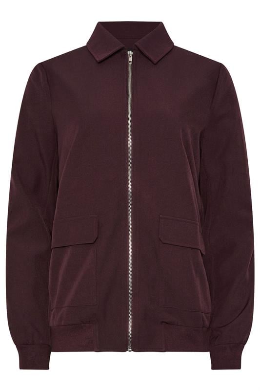 LTS Tall Burgundy Red Pocket Bomber Jacket | Long Tall Sally 1