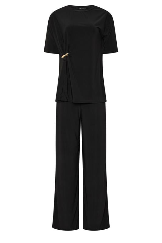 LTS Tall Women's Set Black Oversized T-Shirt & Wide Leg Trousers | Long Tall Sally 5