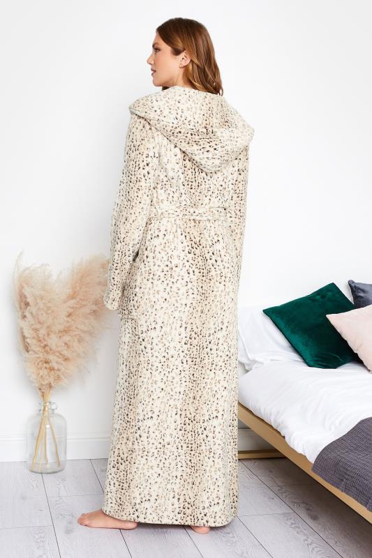LTS Tall Ivory White Animal Print Hooded Maxi Dressing Gown | Long Tall Sally 3