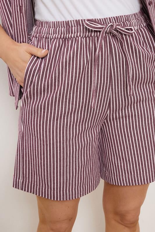 LTS Tall Women's Set Burgundy Red Stripe Cotton Shirt & Shorts | Long Tall Sally 6