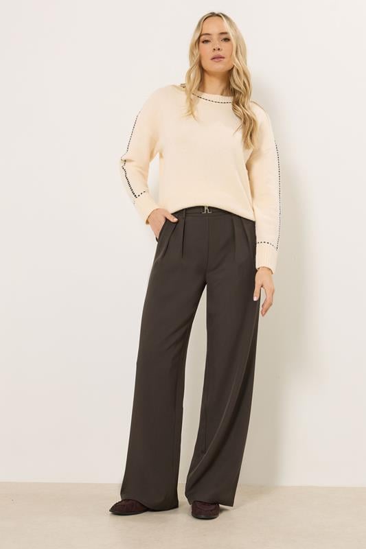 Tall  LTS Tall Chocolate Brown Buckle Wide Leg Trousers
