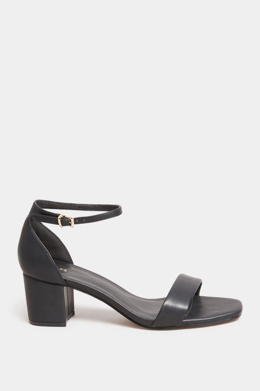 LTS Black Faux Leather Block Heel Sandals In Standard Fit | Long Tall Sally