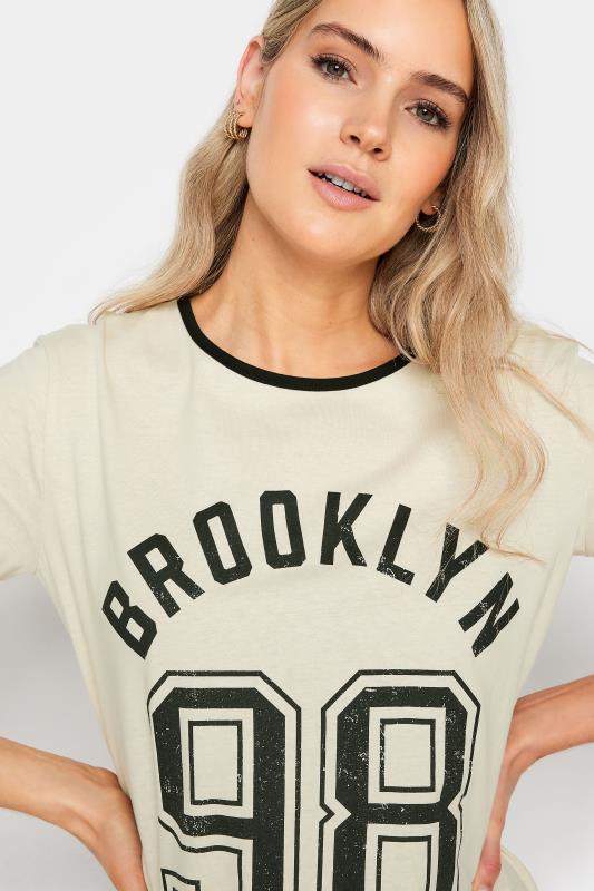 LTS Tall Womens Beige Brown 'Brooklyn' Slogan T-Shirt | Long Tall Sally 4
