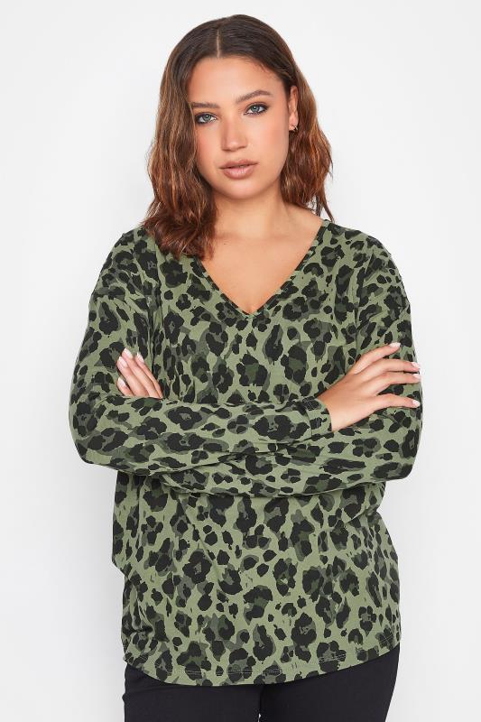 Patterned Leggings - Green/leopard print - Ladies