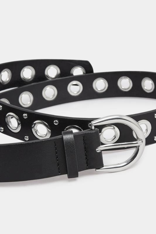 Black Eyelet Studded Belt | Yours Clothing 4