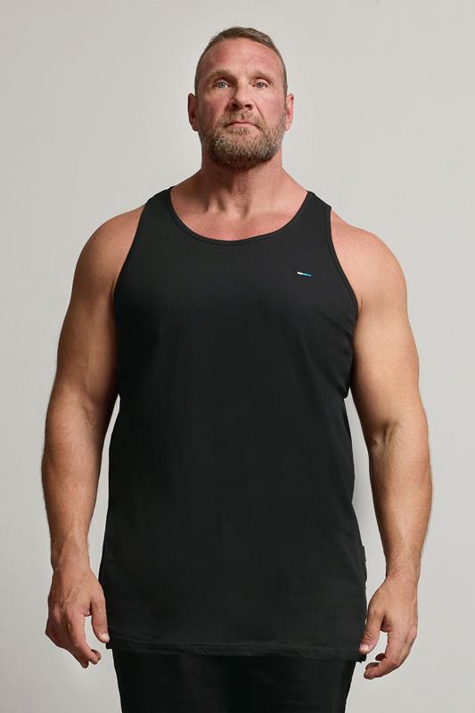BadRhino Big & Tall Black Extra Long Plain Vest Top