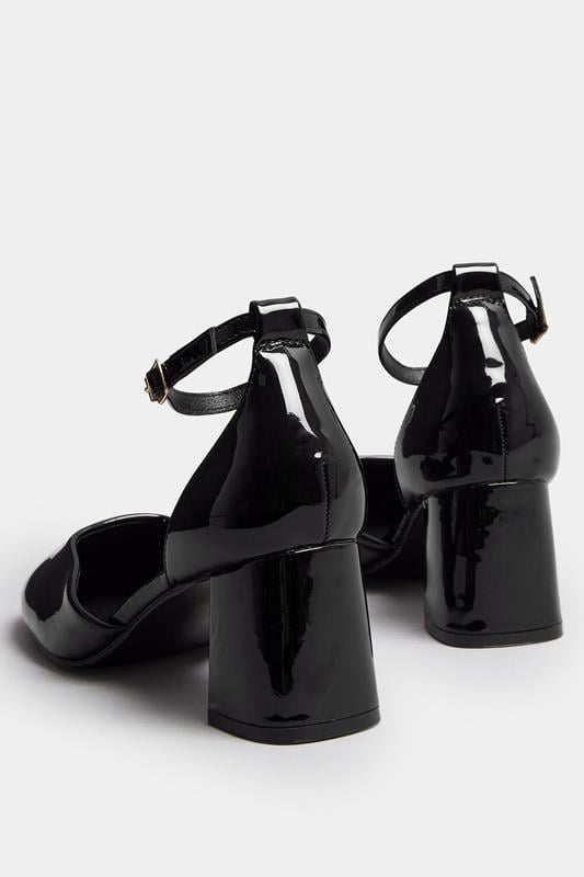 Black Patent Block Mary Jane Heels In Extra Wide EEE Fit | Yours Clothing 4