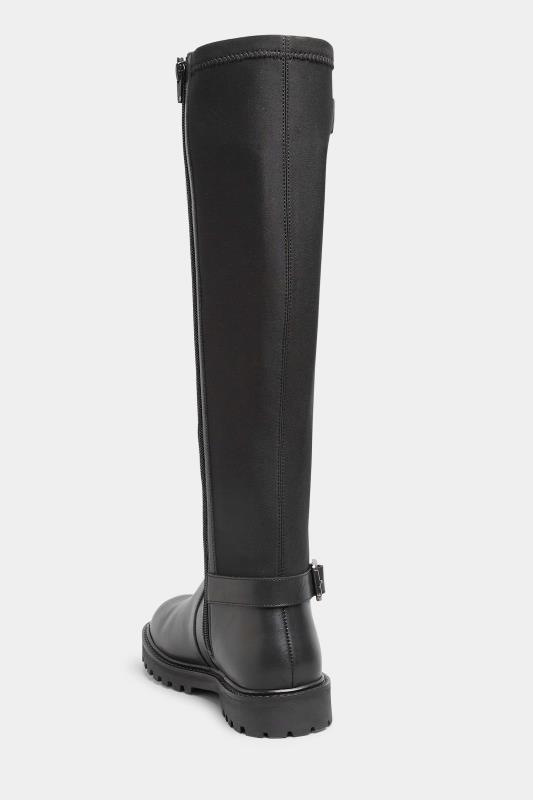LTS Black Buckle Leather Knee High Boots In Standard Fit | Long Tall Sally 4
