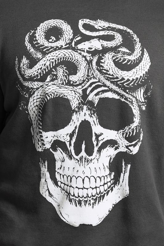 BadRhino Big & Tall Ebony Grey Skull & Snake Graphic Sweatshirt | BadRhino 4