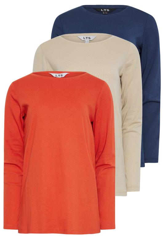 LTS Tall Womens 3 PACK Orange & Blue Scoop Neck Cotton T-Shirts | Long Tall Sally  7