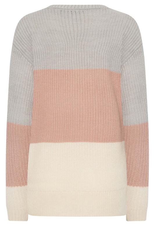 LTS Tall Grey & Pink Colourblock Knit Jumper | Long Tall Sally  7