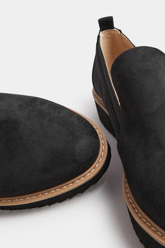 Black Faux Suede Slip On Loafers In Extra Wide EEE Fit | Yours Clothing 5