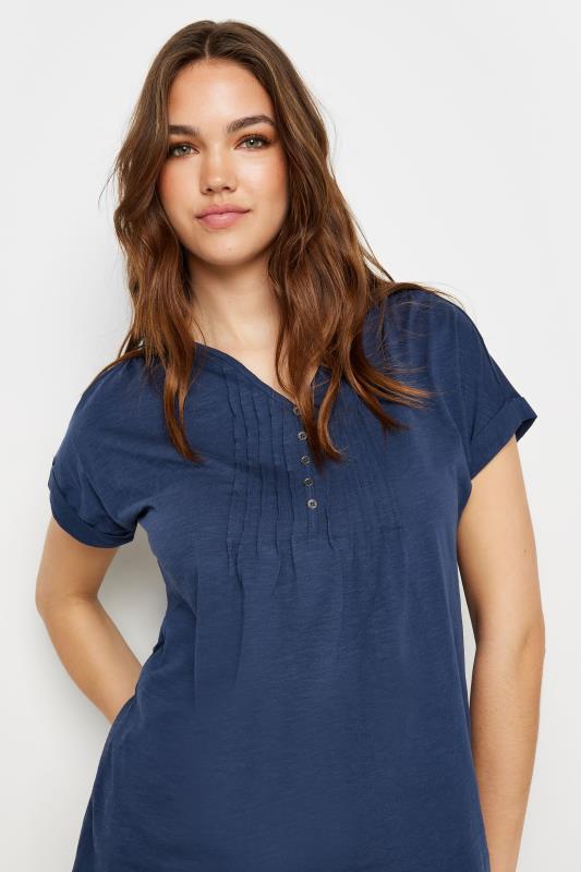 LTS Tall Women's Navy Blue Cotton Henley T-Shirt | Long Tall Sally 5