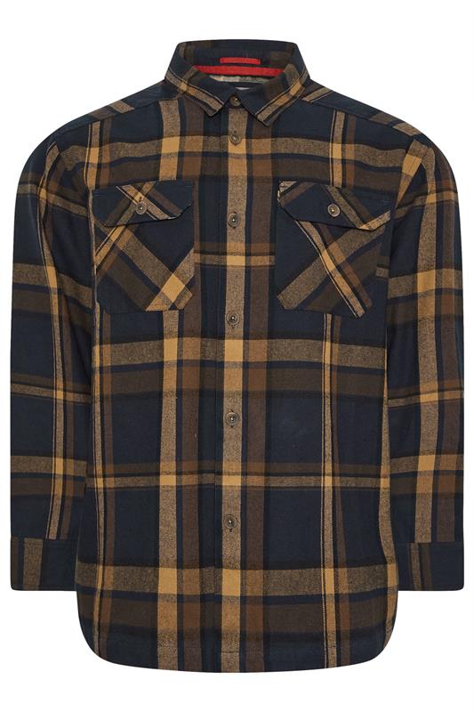 D555 Big & Tall Navy Blue Check Overshirt | BadRhino 1