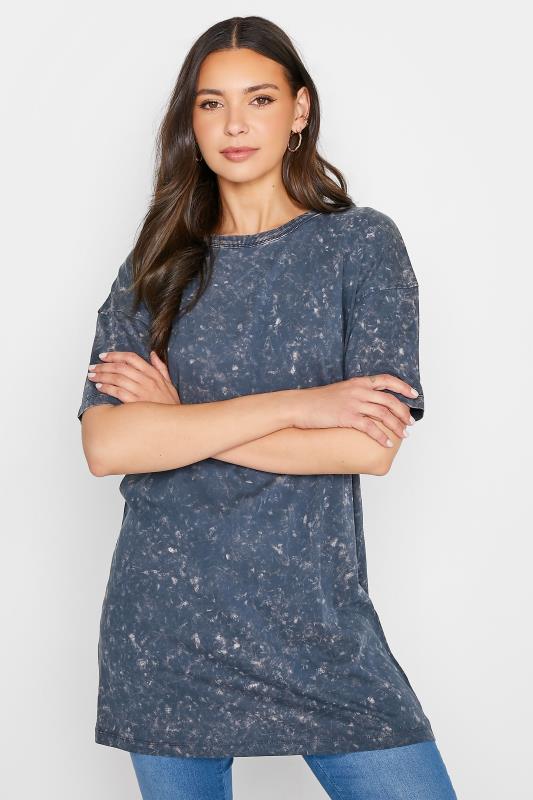 LTS Tall Women's Navy Blue Acid Wash Oversized T-Shirt | Long Tall Sally  1
