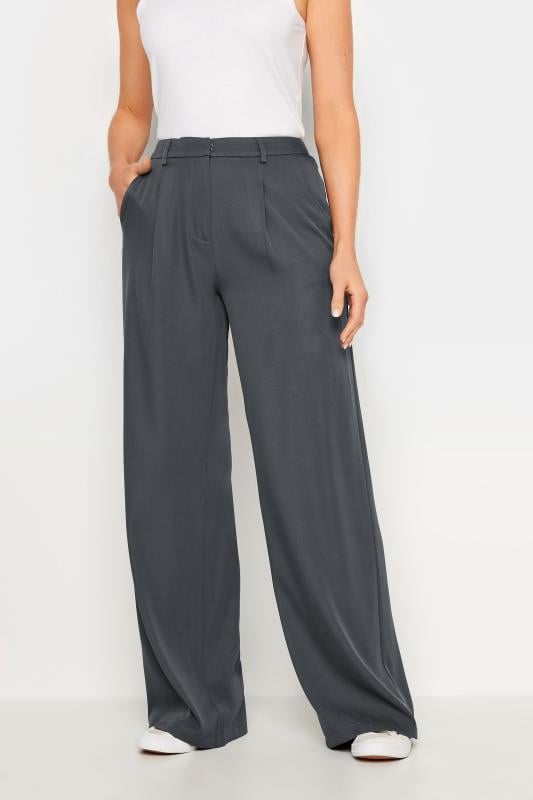 LTS Tall Womens Grey Tailored Wide Leg Trousers | Long Tall Sally 2