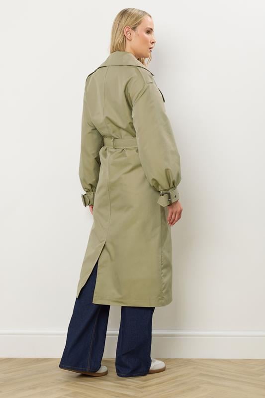 LTS Tall Sage Green Balloon Sleeve Buckle Trench Coat | Long Tall Sally 3
