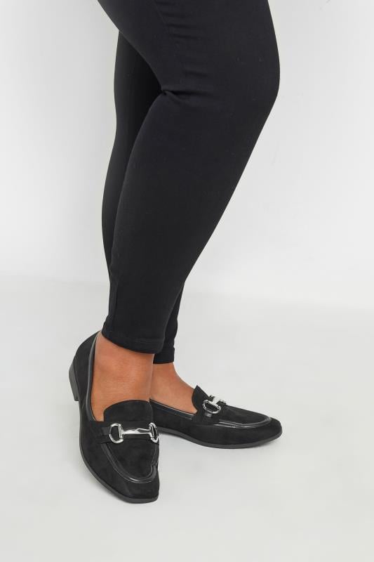 Plus Size  Yours Black Snaffle Loafer In Wide E Fit