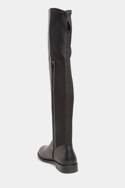 LTS Black 50/50 Stretch Over The Knee Leather Boots In Standard Fit | Long Tall Sally 4