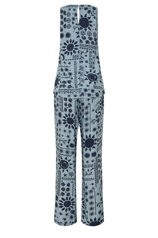 LTS Tall Women's Set Blue Coastal Print Top & Wide Leg Trousers | Long Tall Sally 6