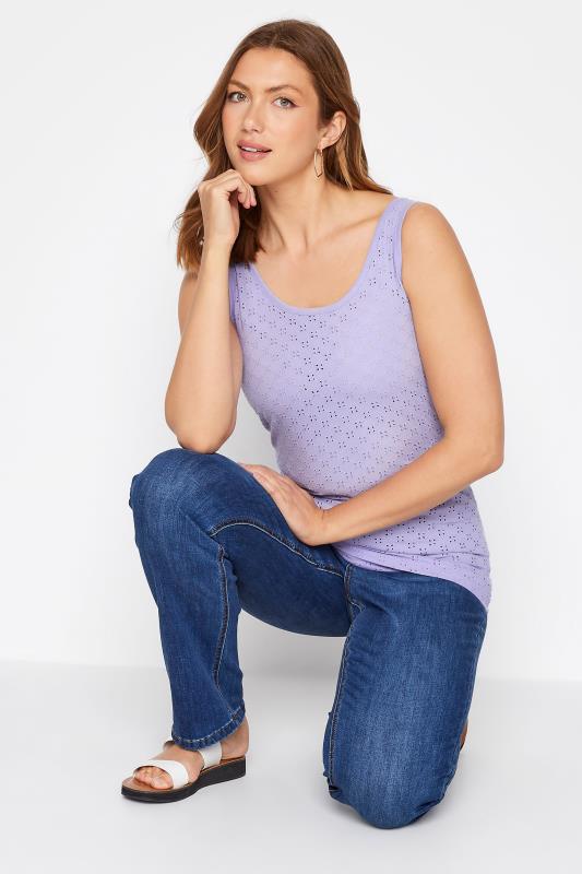 LTS Tall Women's Purple Broderie Anglaise Vest Top | Long Tall Sally 4