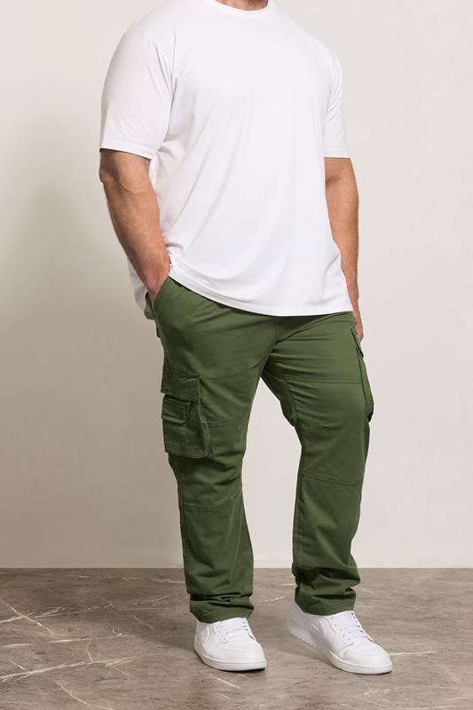  KAM Big & Tall Khaki Stretch Cargo Trousers