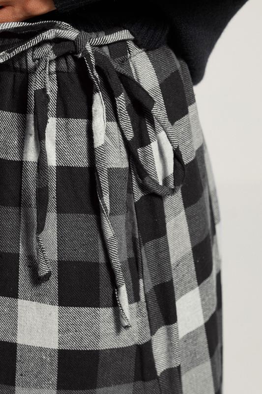 LTS Tall Black Cotton Check Side Tie Maxi Skirt | Long Tall Sally 4