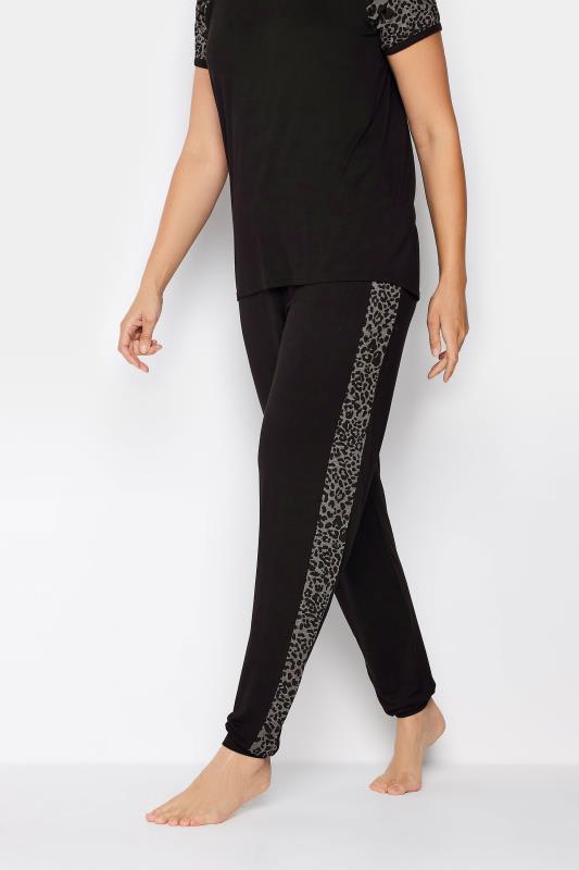 LTS Tall Women's Black Leopard Print Side Stripe Joggers | Long Tall Sally 2