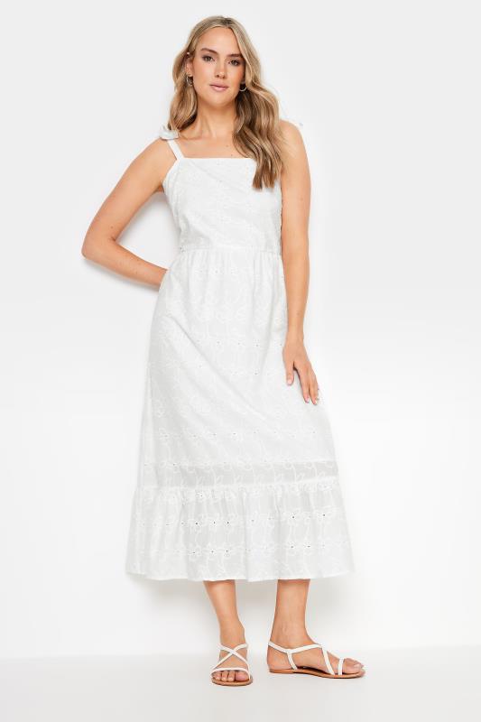 LTS Tall White Floral Broderie Anglaise Midaxi Sundress | Long Tall Sally 1