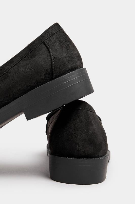 Black Faux Suede Tassel Detail Loafers In Extra Wide EEE Fit | Yours Clothing 4