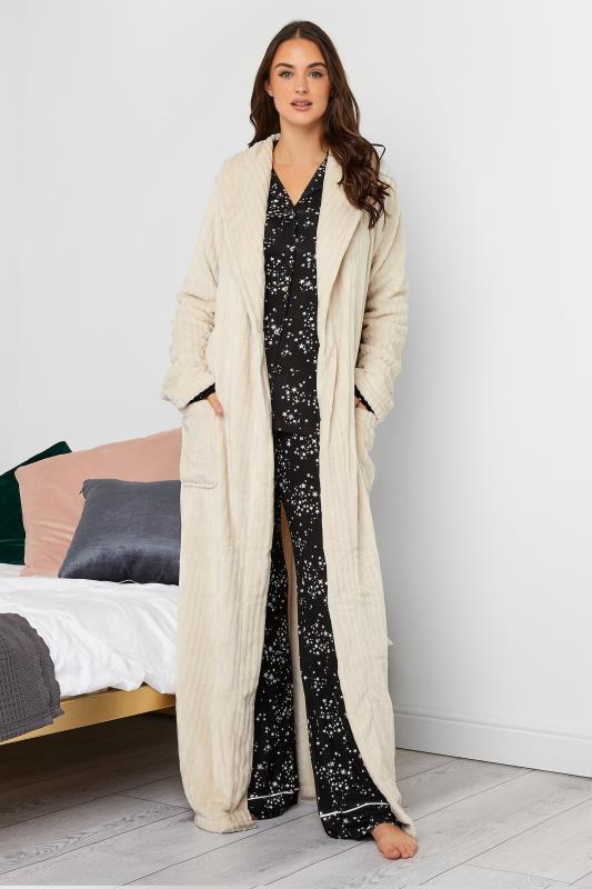 LTS Tall Cream Ribbed Maxi Dressing Gown | Long Tall Sally  4