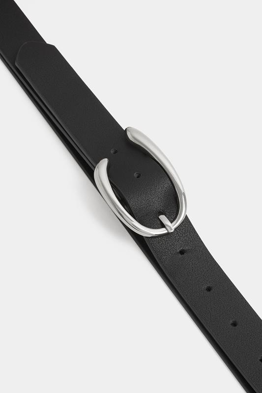 Black Faux Leather Oval Buckle Belt | Yours Clothing 2