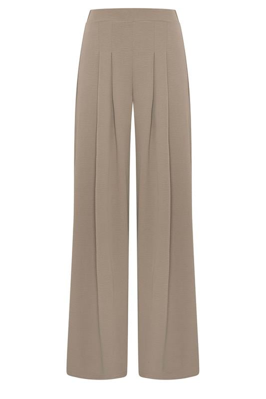LTS Tall Women's Mocha Brown Pleated Palazzo Wide Leg Trousers | Long Tall Sally 5