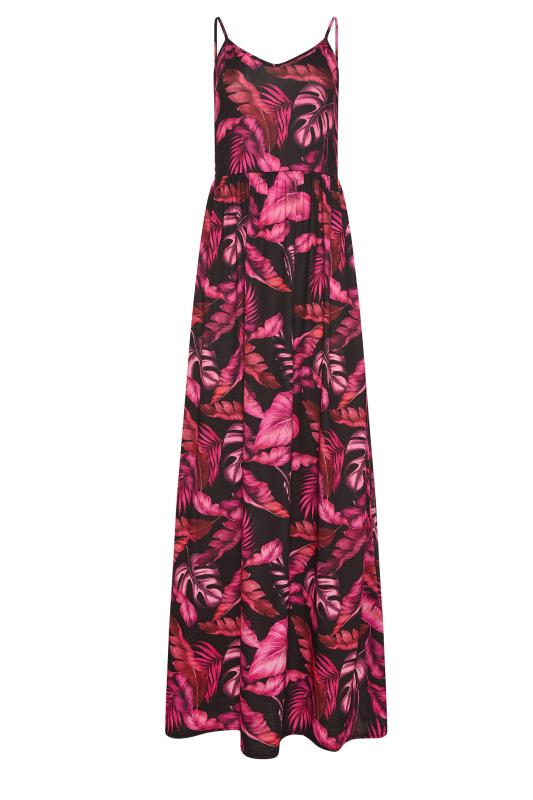 Tall  LTS Tall Black & Pink Tropical Print Maxi Dress
