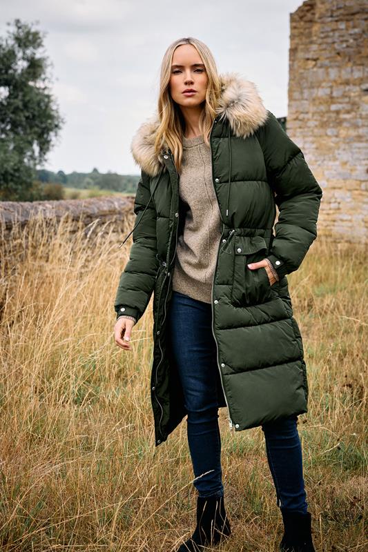 Tall  LTS Tall Khaki Green Padded Midi Coat